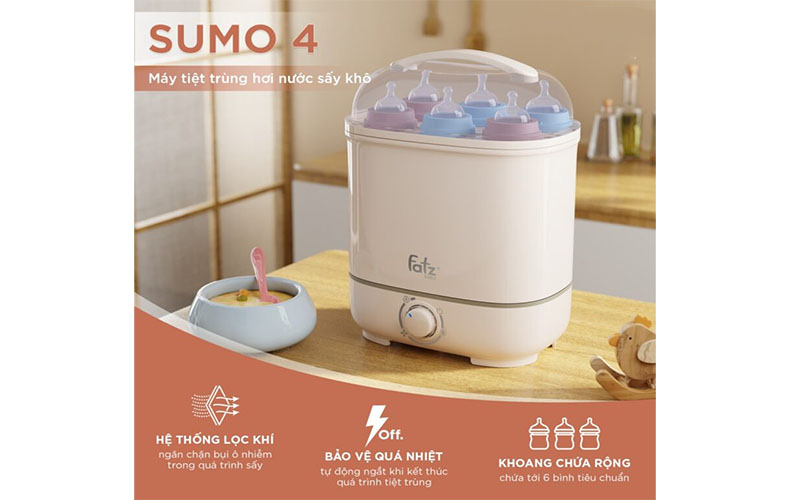 Máy tiệt trùng hơi nước sấy khô Sumo 4 Fatzbaby FB4916BK - Hàng chính hãng