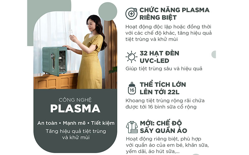 Máy tiệt trùng sấy khô khử mùi Beborn UV01PF - Hàng chính hãng
