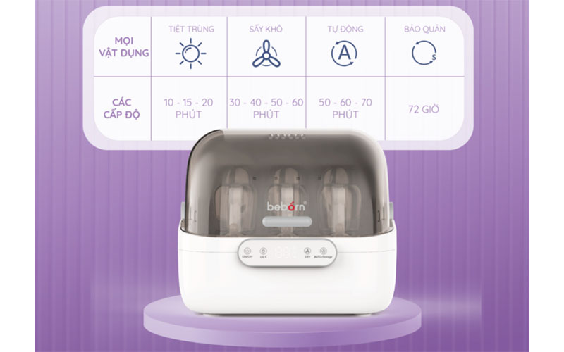 Máy úp bình sữa, tiệt trùng và sấy khô Beborn SB01HB - Hàng chính hãng