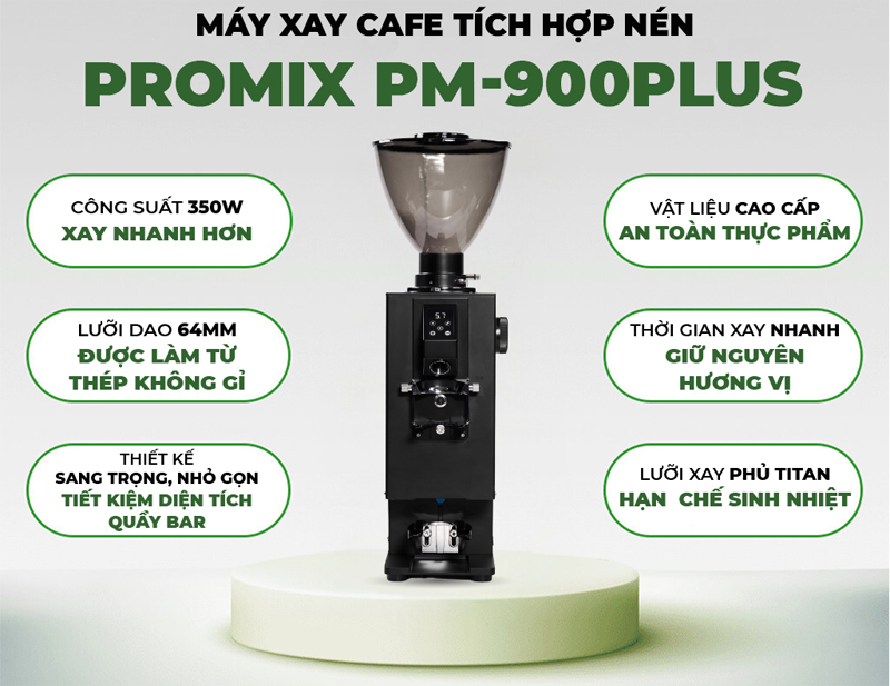 Máy xay cafe tích hợp nén Promix PM-900 Plus - Hàng chính hãng