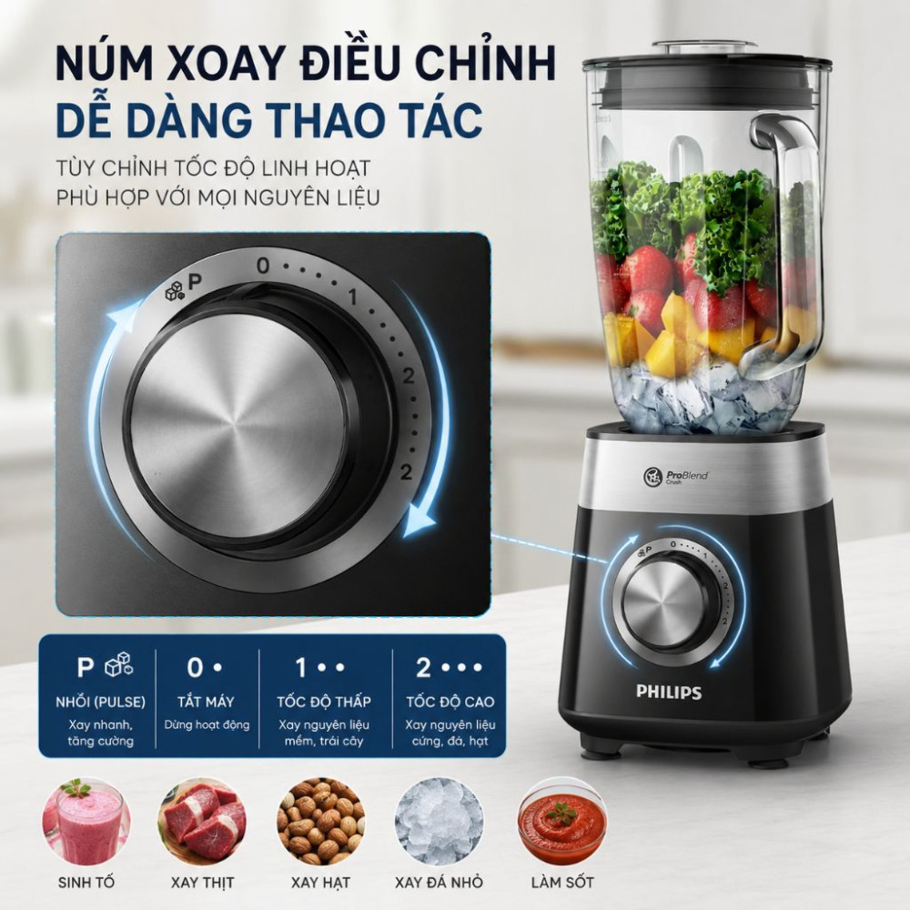 Máy xay sinh tố Philips HR2228/90 - Hàng chính hãng