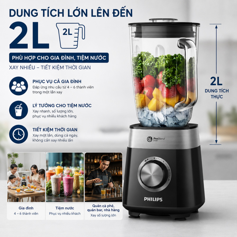 Máy xay sinh tố Philips HR2228/90 - Hàng chính hãng