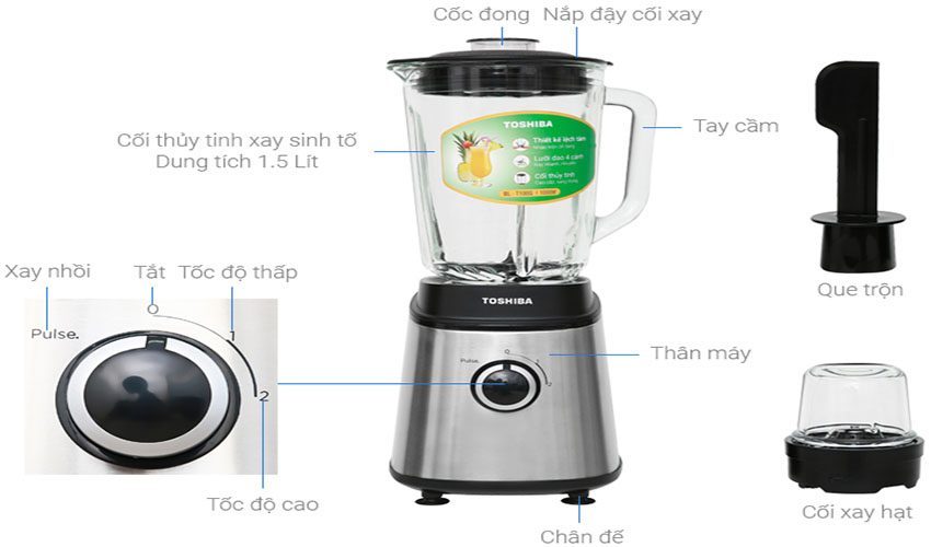 Máy xay sinh tố Toshiba BL-T100G - Hàng chính hãng