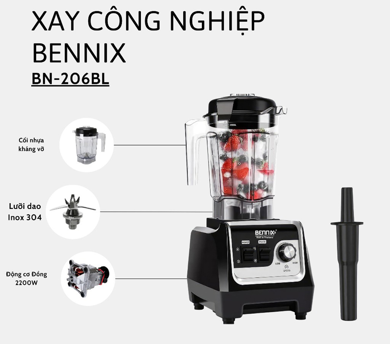 Máy xay công nghiệp Bennix BN-206BL - Hàng chính hãng