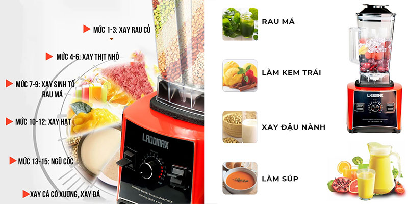 Máy xay sinh tố công nghiệp Ladomax HA-9545 - Hàng chính hãng