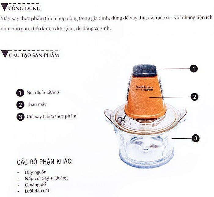 Máy xay thực phẩm Sanko SK-118M - Hàng chính hãng
