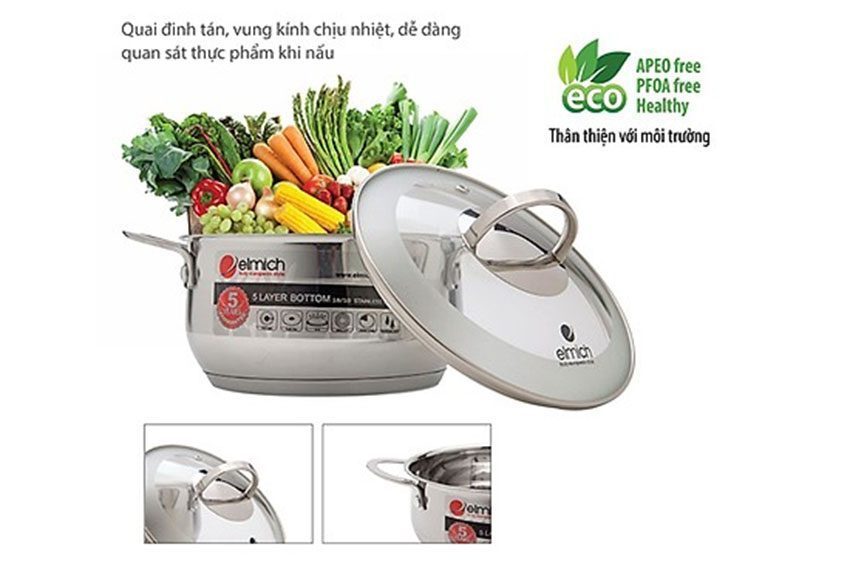Nồi inox 5 đáy Elmich Celestine 5278 24 cm - Hàng chính hãng