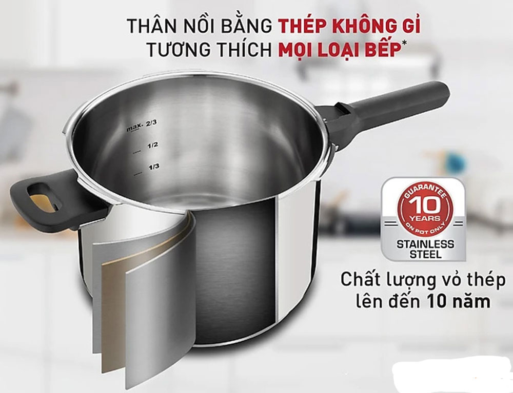 Nồi áp suất cơ inox Tefal Secure 5 Neo P2530737 - Hàng chính hãng