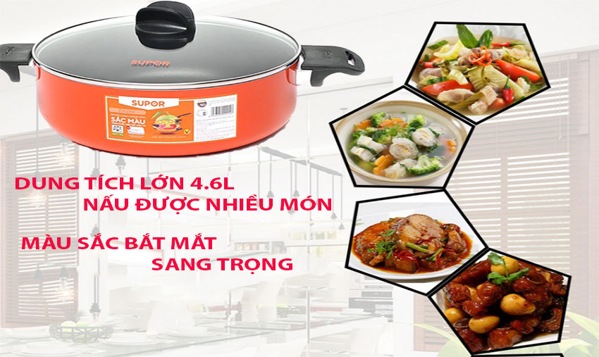 Nồi canh chống dính sắc màu Supor S08A26 - Hàng chính hãng