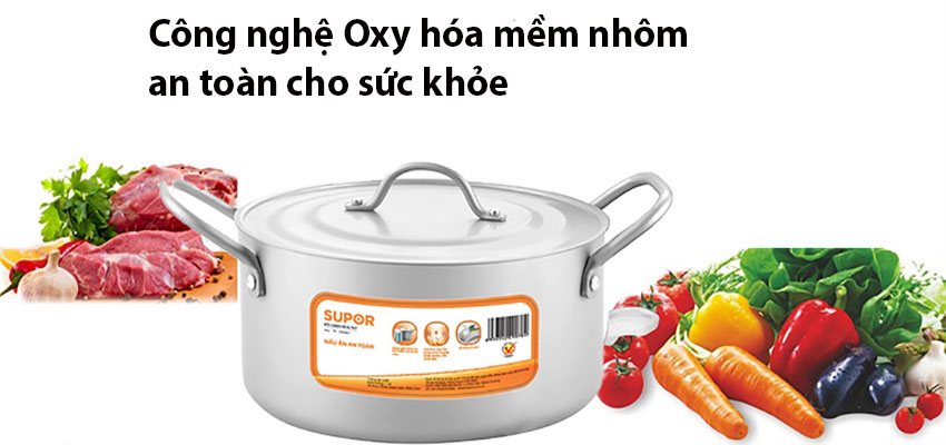 Nồi canh nhôm oxy hóa mềm Healthy Supor HT08008-2  - Hàng chính hãng