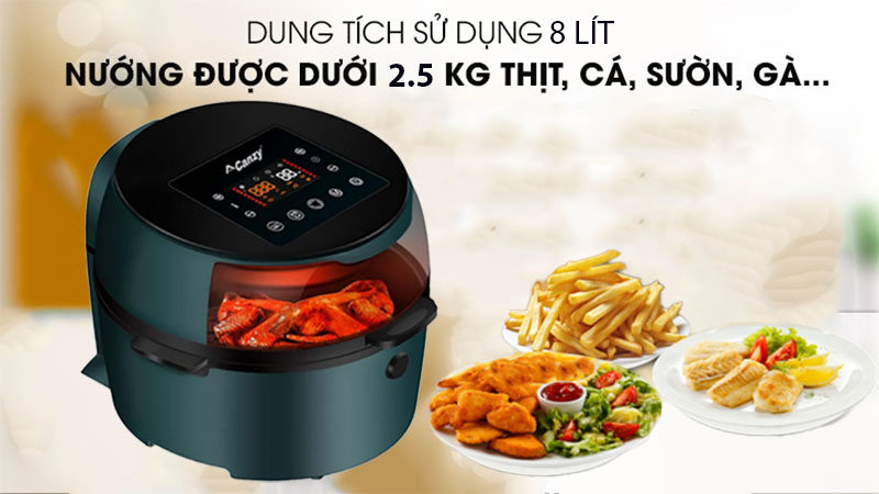 Nồi chiên không dầu Canzy CZ-FR08G/B - Hàng chính hãng