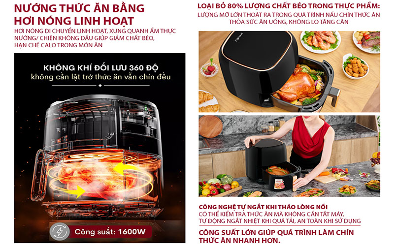 Nồi chiên không dầu Fujihome A6DB - Hàng chính hãng