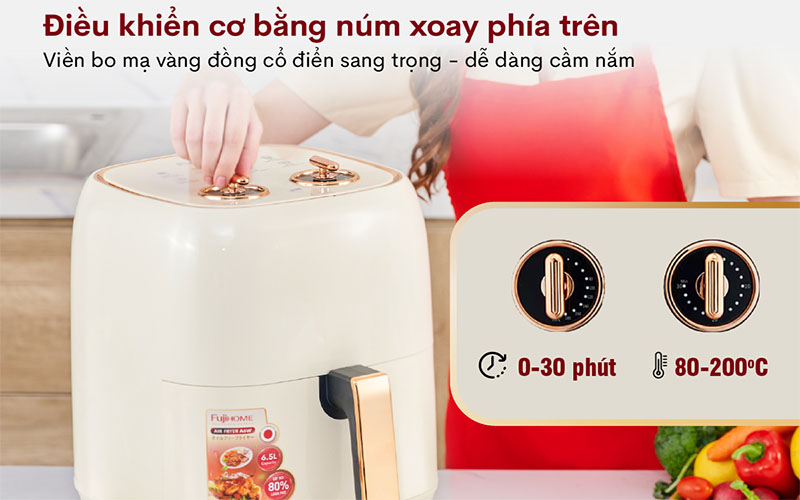 Nồi chiên không dầu Fujihome A6W - Hàng chính hãng