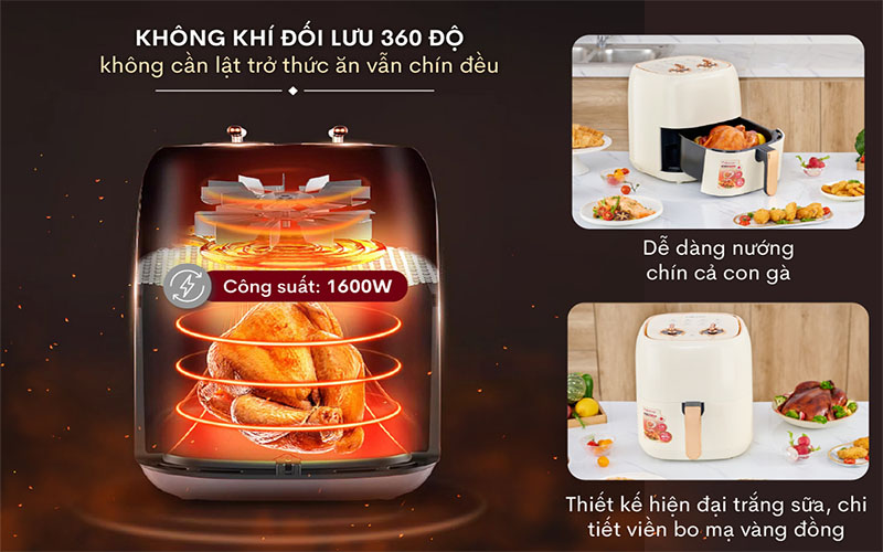 Nồi chiên không dầu Fujihome A6W - Hàng chính hãng