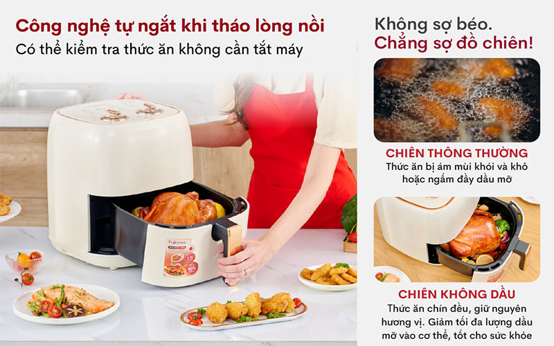 Nồi chiên không dầu Fujihome A6W - Hàng chính hãng