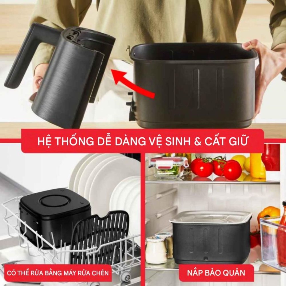 Nồi chiên không dầu Tefal EasyFry Silence EY5528E0 - 5L - Hàng chính hãng