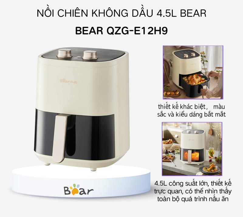 Nồi chiên không dầu Bear QZG-E12H9 - 4.5L - Hàng chính hãng