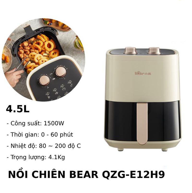 Nồi chiên không dầu Bear QZG-E12H9 - 4.5L - Hàng chính hãng