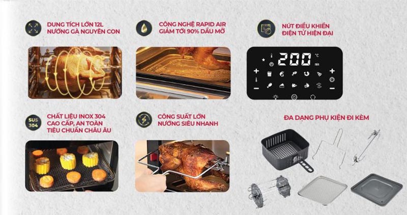 Nồi chiên không dầu Besico BAF12D - Hàng chính hãng