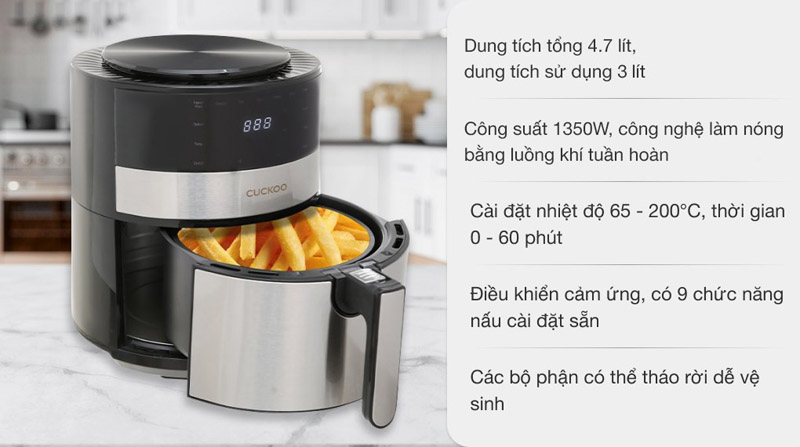 Nồi chiên không dầu Cuckoo CAF-F0410T 4.7 lít - Hàng chính hãng