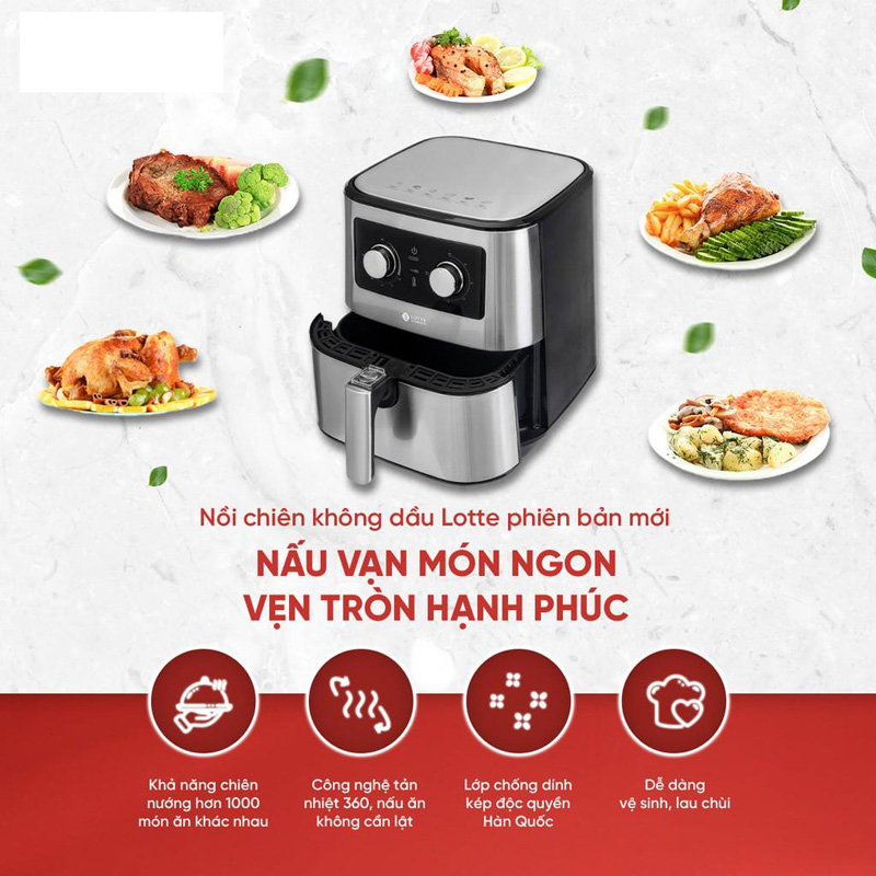 Nồi chiên không dầu Lotte LTS-AF5SM (5.5 lít) - Hàng chính hãng