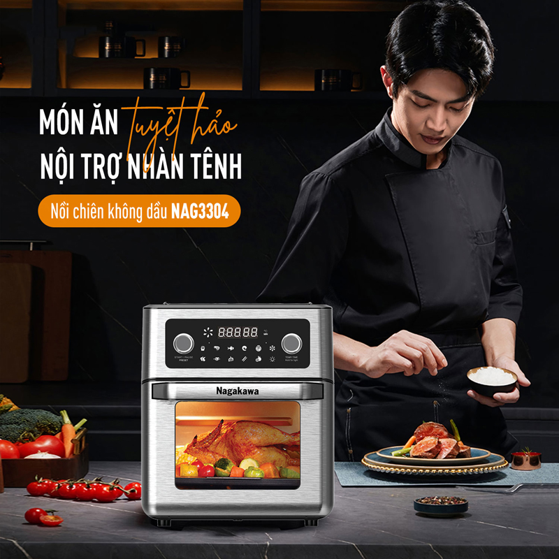 Nồi chiên không dầu 12L Nagakawa NAG3304 - Hàng chính hãng