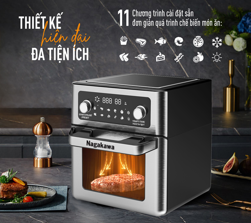 Nồi chiên không dầu 12L Nagakawa NAG3304 - Hàng chính hãng