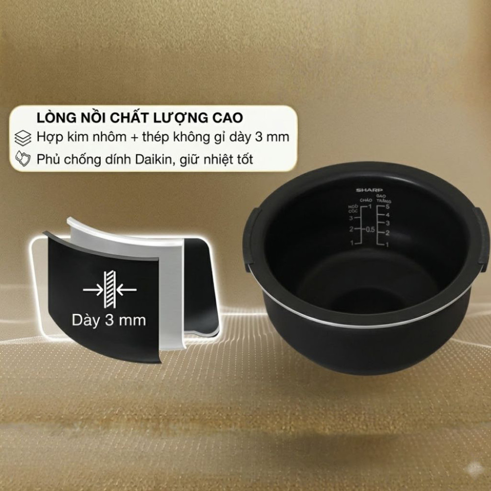 Nồi cơm cao tần Sharp 1 lít KS-IH10IX-WH - Hàng chính hãng