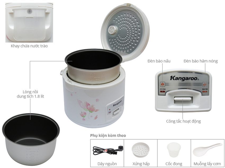 Nồi cơm điện Kangaroo KG377 - Hàng chính hãng