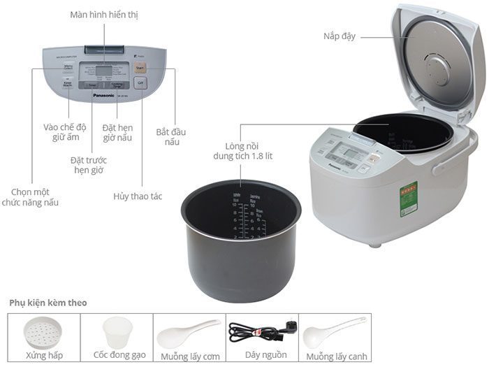 Nồi cơm điện tử Panasonic PANC-SR-ZE185 - Hàng chính hãng