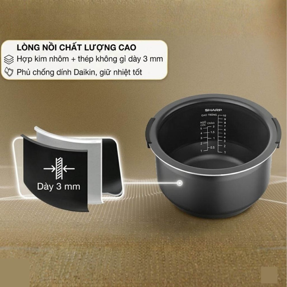 Nồi cơm cao tần Sharp 1.8 lít KS-IH18IX-WH - Hàng chính hãng