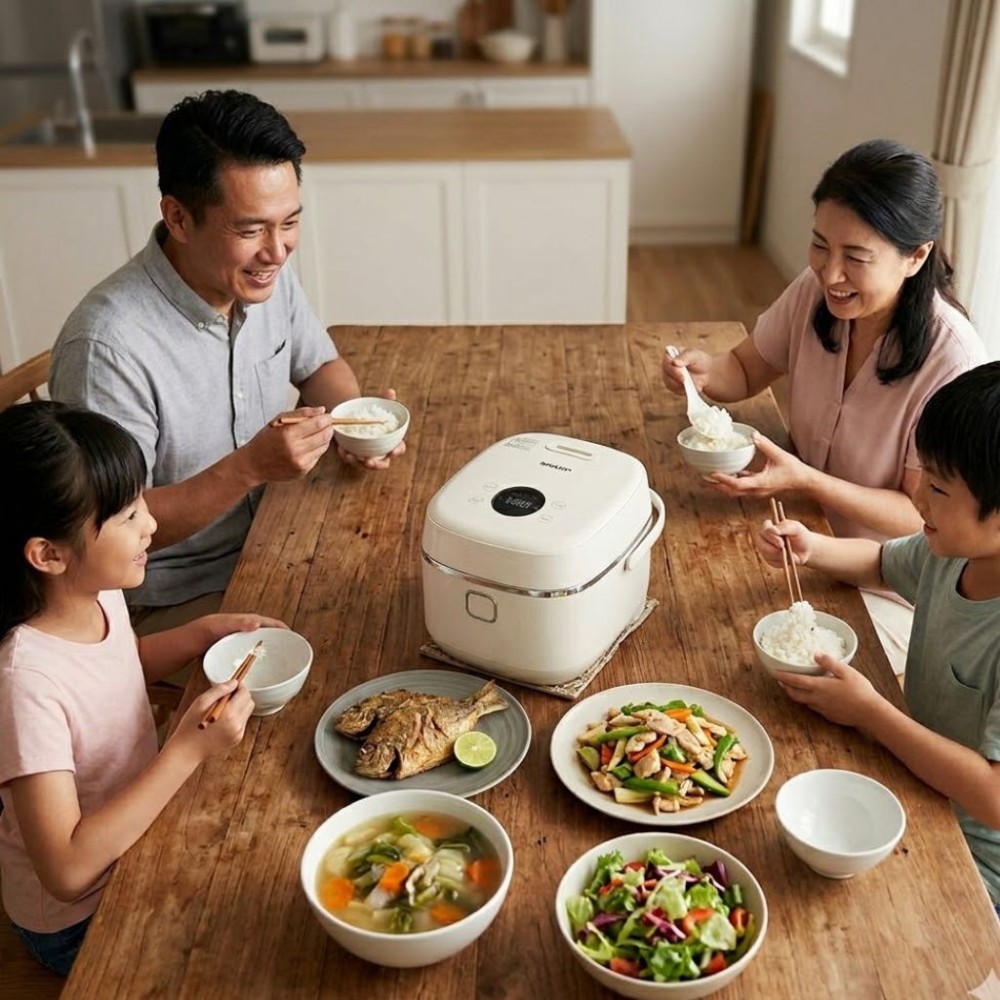 Nồi cơm cao tần Sharp 1.8 lít KS-IH18IX-WH - Hàng chính hãng