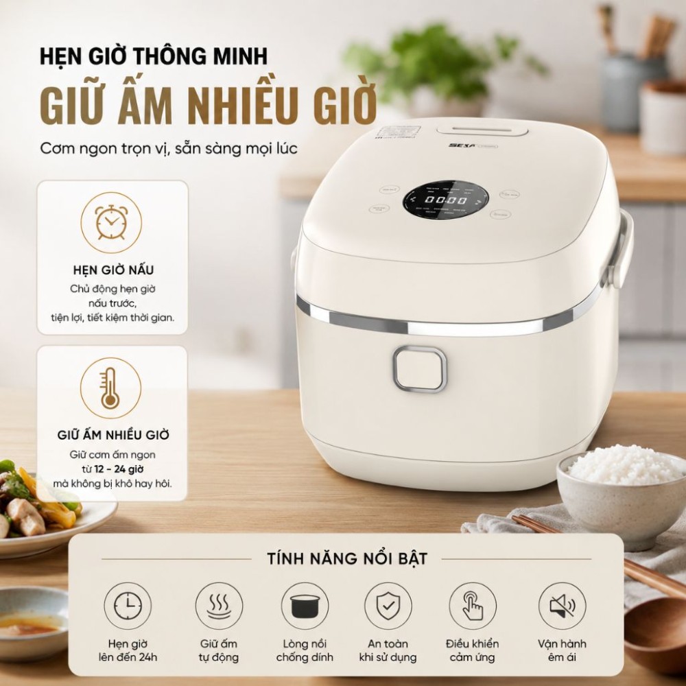 Nồi cơm cao tần Sharp 1.8 lít KS-IH18IX-WH - Hàng chính hãng