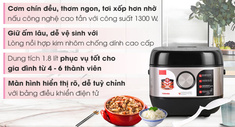 Nồi cơm điện cao tần Toshiba RC-18IX1PV - Hàng chính hãng