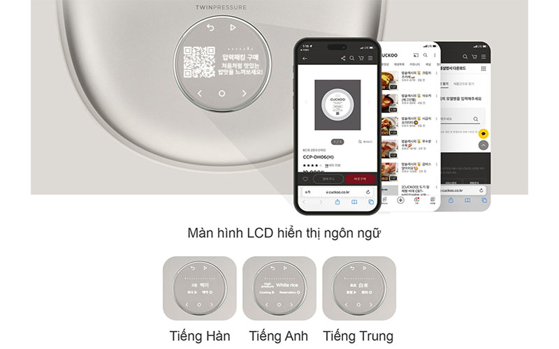 Nồi cơm điện cao tần áp suất kép Cuckoo CRP-NHTR0610FGW/FB/FP - Hàng chính hãng