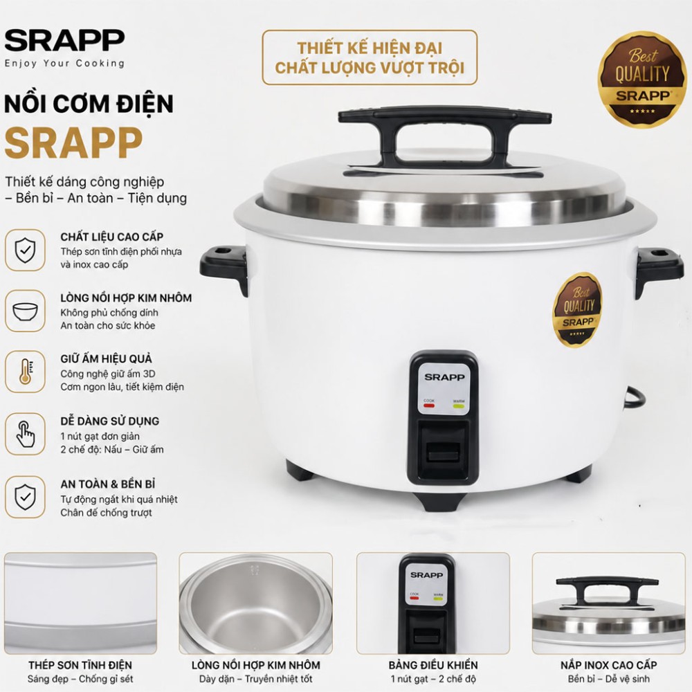 Nồi cơm điện công nghiệp SRAPP SH-NC858 8.5 lít - Hàng chính hãng