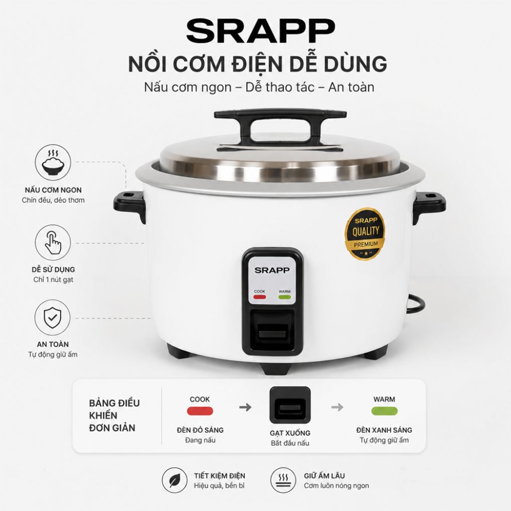 Nồi cơm điện công nghiệp SRAPP SH-NC858 8.5 lít - Hàng chính hãng