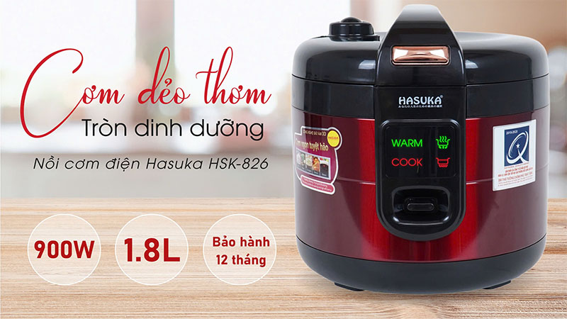 Nồi cơm điện nắp gài Hasuka HSK-826 - Hàng chính hãng