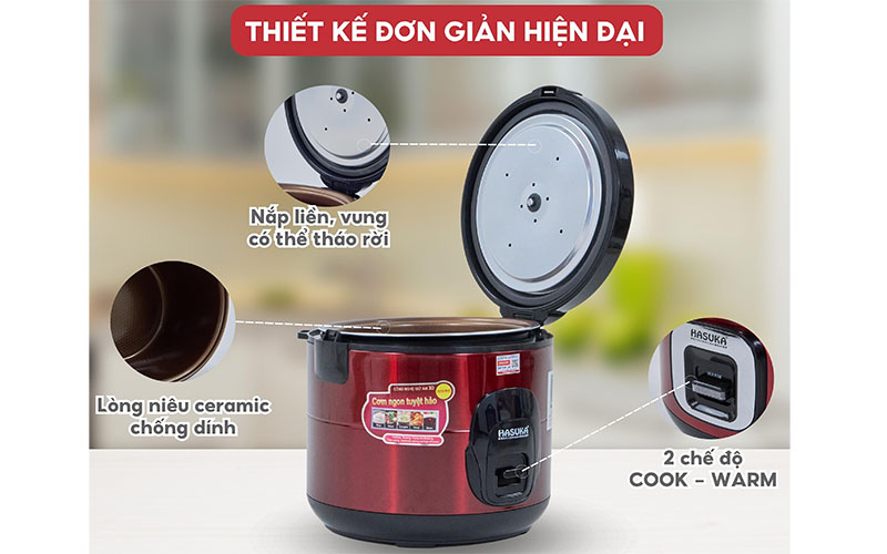 Nồi cơm điện nắp gài Hasuka HSK-863 - Hàng chính hãng