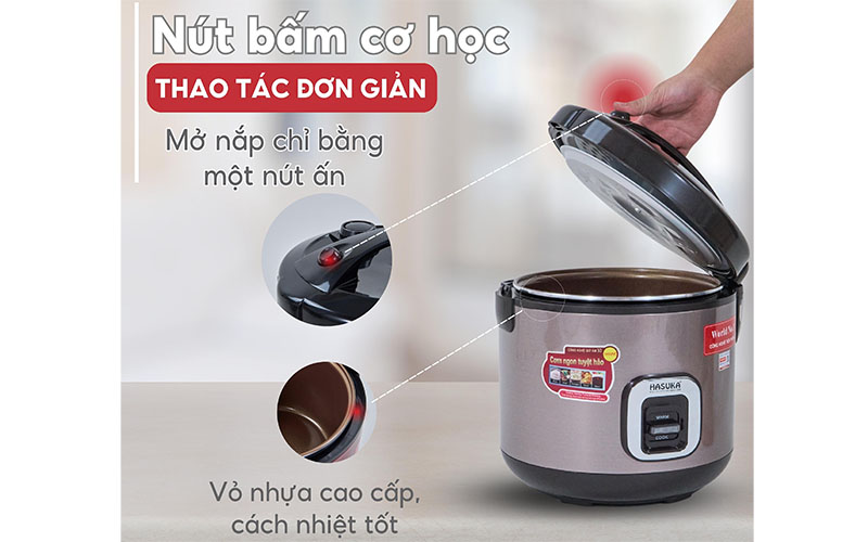 Nồi cơm điện nắp gài Hasuka HSK-863 - Hàng chính hãng