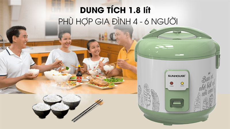 Nồi cơm điện nắp gài Sunhouse SHD8621 - Hàng chính hãng