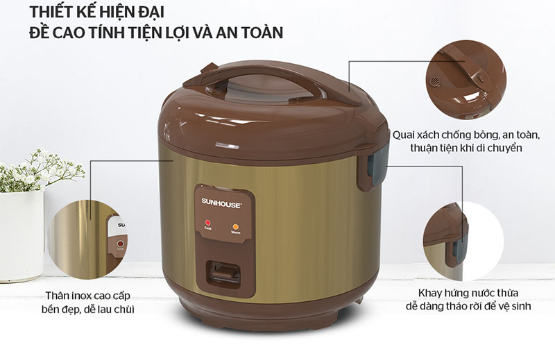 Nồi cơm điện nắp gài Sunhouse SHD8623 - Hàng chính hãng
