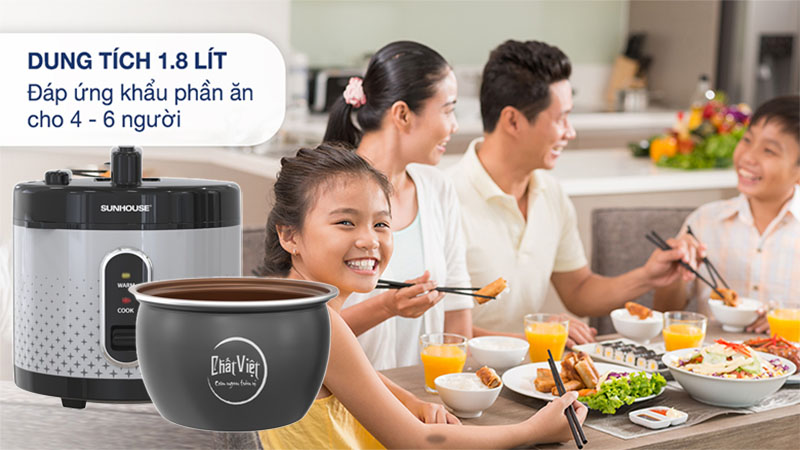Nồi cơm điện nắp gài Sunhouse SHD8624 - Hàng chính hãng