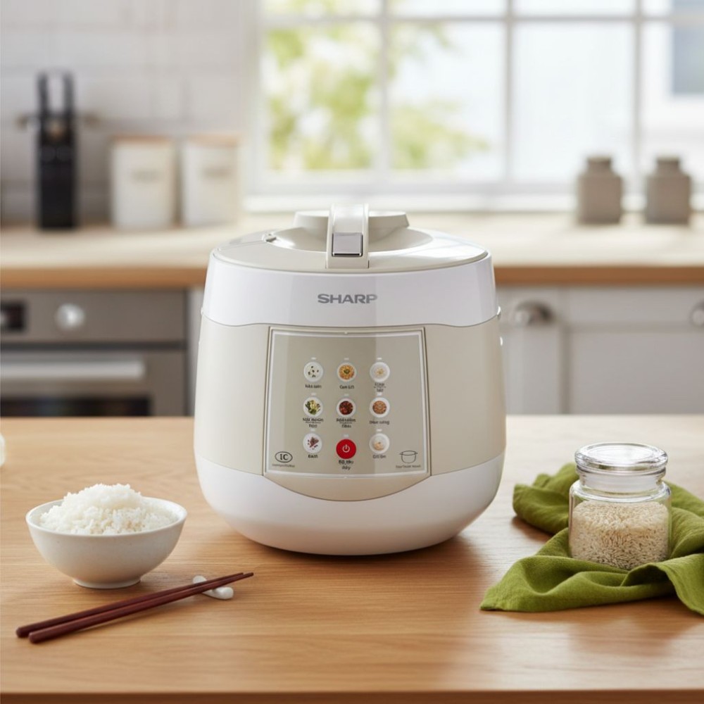 Nồi cơm điện tử Sharp KS-COM1875I-RS 1.8 lít - Hàng chính hãng
