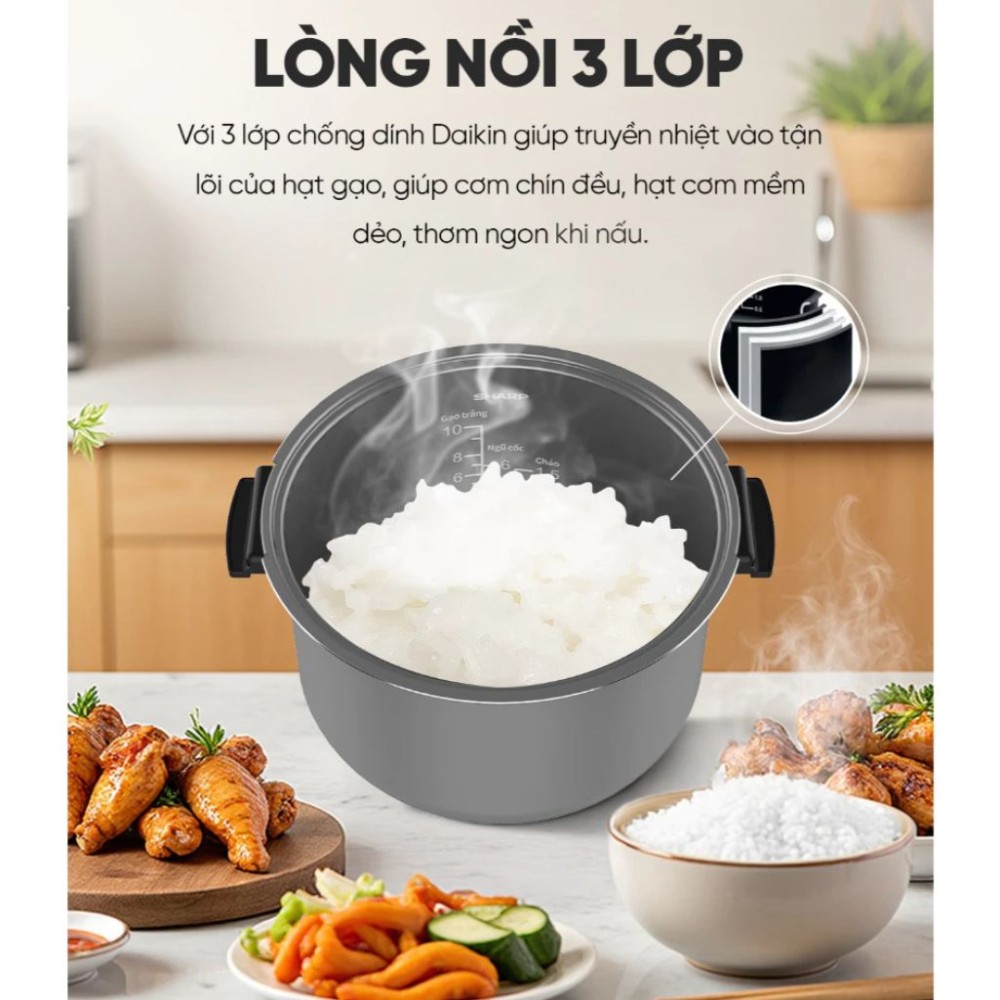Nồi cơm điện tử Sharp KS-COM1875I-RS 1.8 lít - Hàng chính hãng