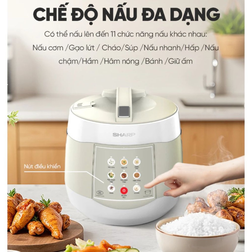 Nồi cơm điện tử Sharp KS-COM1875I-RS 1.8 lít - Hàng chính hãng
