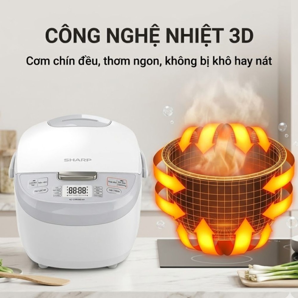 Nồi cơm điện tử 1.8L Sharp KS-COM192EV-GY - Hàng chính hãng