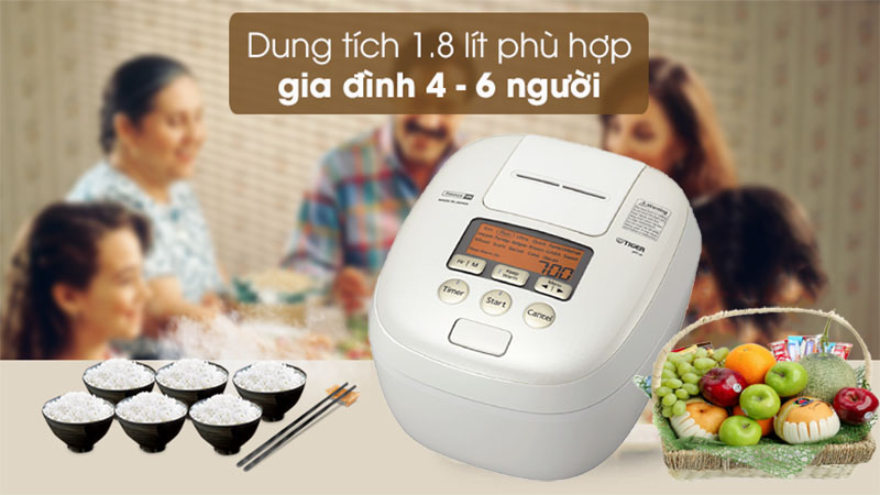 Nồi cơm điện tử Tiger JPT-H18S - Hàng chính hãng