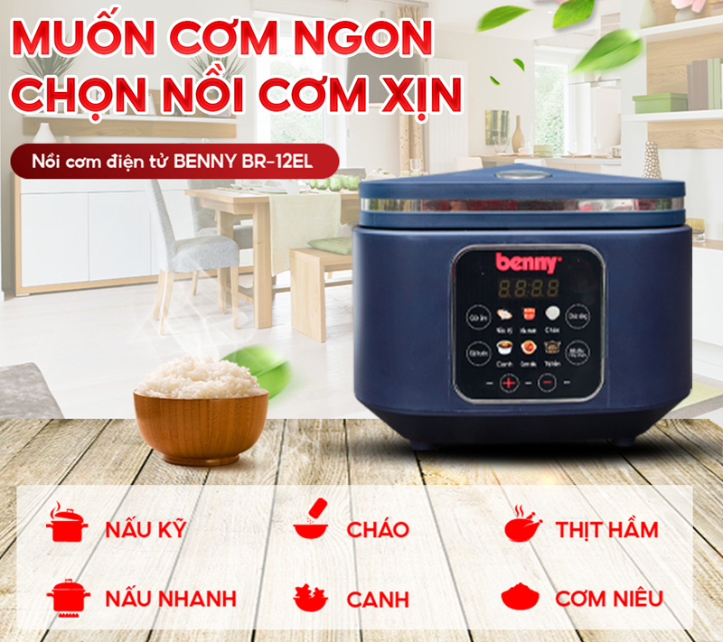 Nồi cơm điện tử 1.2 lít Benny BR-12EL - Hàng chính hãng