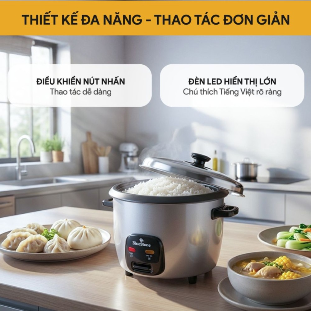Nồi cơm điện nắp rời BlueStone CRB-5419 - 1.8 lít - Hàng chính hãng